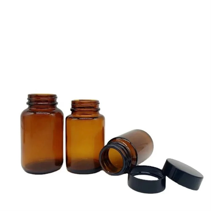 small glass bottle containing medicine for medicine pill