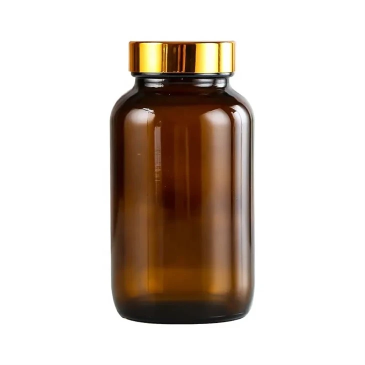 amber small glass bottle containing medicine
